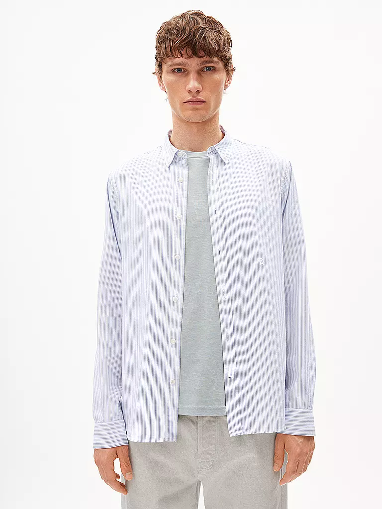 ARMEDANGELS | Hemd Casual Fit QUAASA STRIPES | Blanco