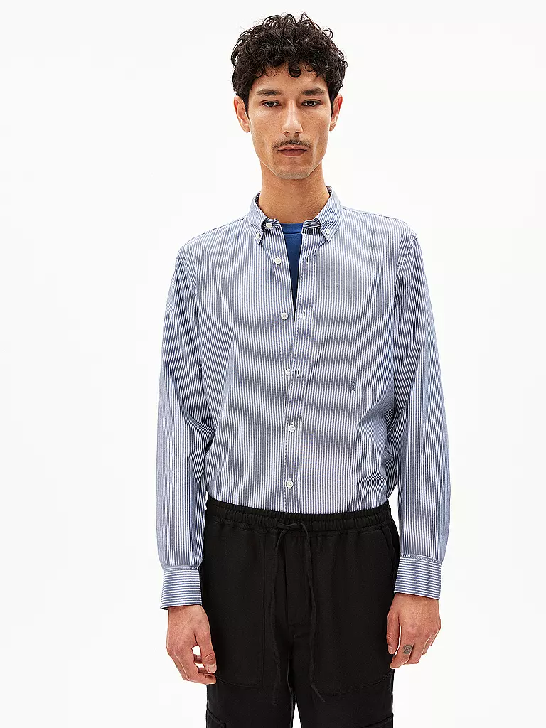 ARMEDANGELS | Hemd Casual Fit QUAASA STRIPES | Azul