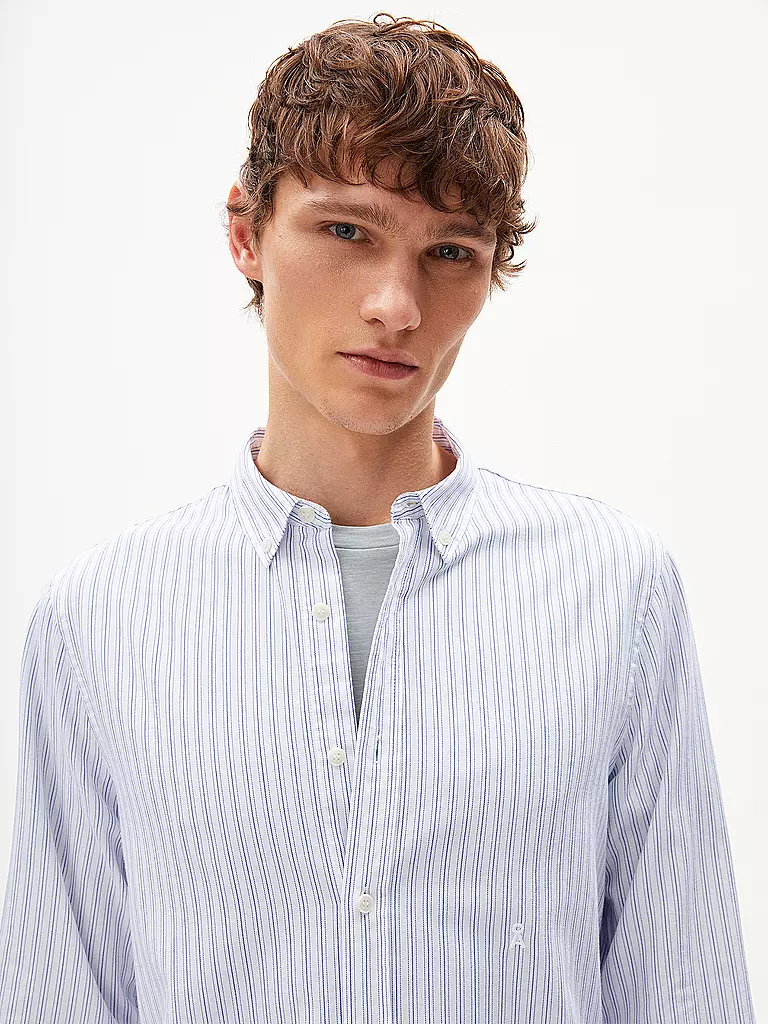 ARMEDANGELS | Hemd Casual Fit QUAASA STRIPES | Blanco