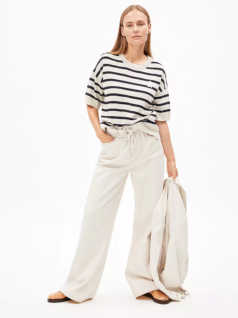 ARMEDANGELS | Jersey LIZAA LINO STRIPES | Azul oscuro