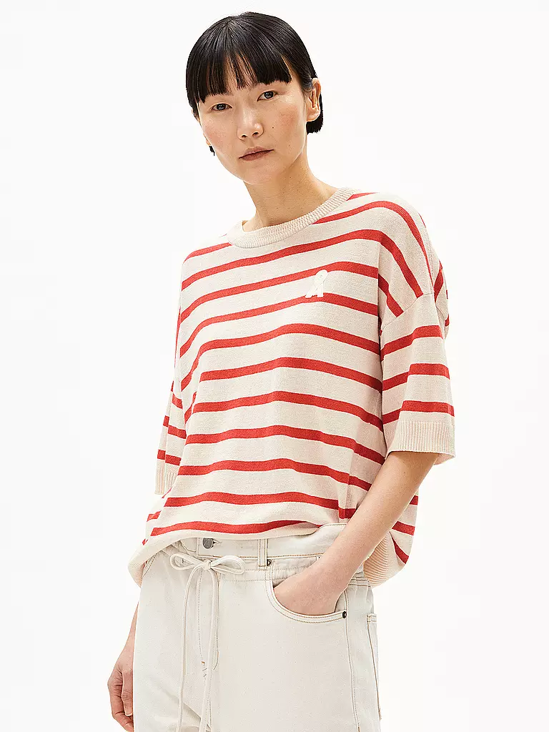 ARMEDANGELS | Pullover LIZAA LINO STRIPES | Rojo