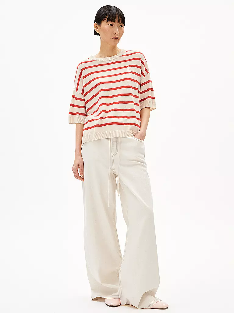 ARMEDANGELS | Pullover LIZAA LINO STRIPES | Rojo