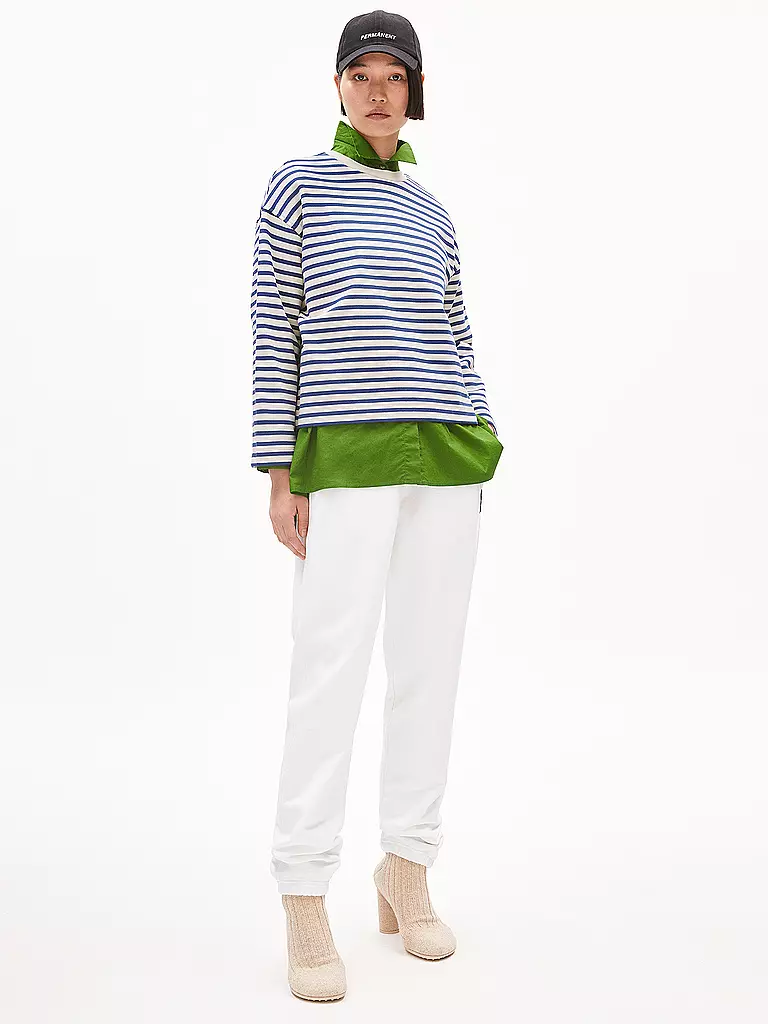 ARMEDANGELS | Suéter de corte oversized FRANKAA STRIPES | Azul oscuro