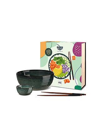 ASA SELECTION | Juego de 3 cuencos para cereales POKE BOWL Ocean verde oscuro