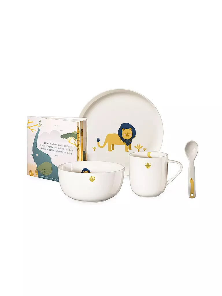 ASA SELECTION | Juego de porcelana infantil de 5 piezas "Leo" | Amarillo