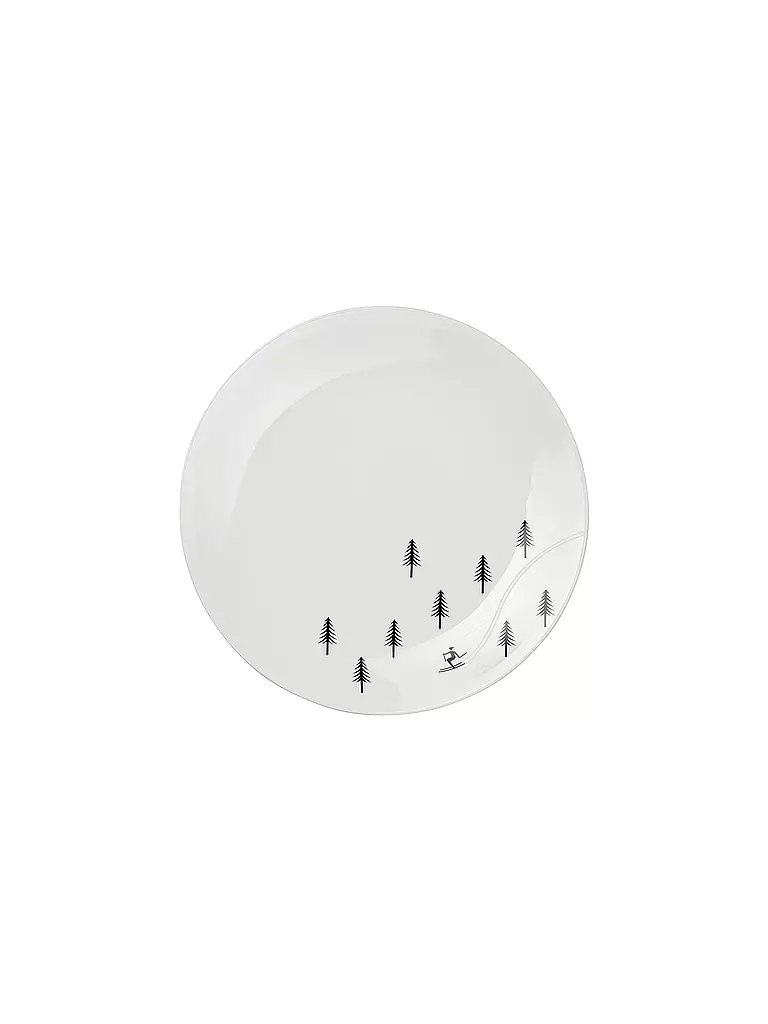 ASA SELECTION | Plato de postre navideño SKIING 20,5cm Joy / Snow Tracks | Blanco