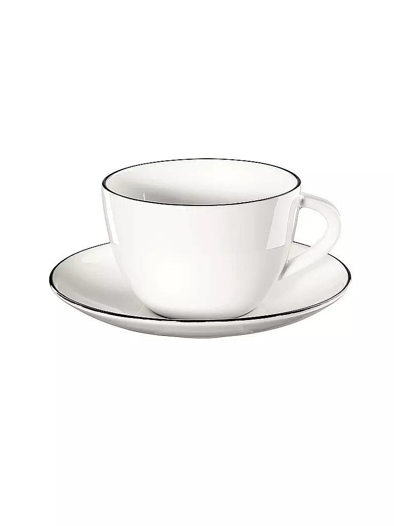 ASA SELECTION | Taza de café con plato "à table ligne noir" 210ml | Blanco