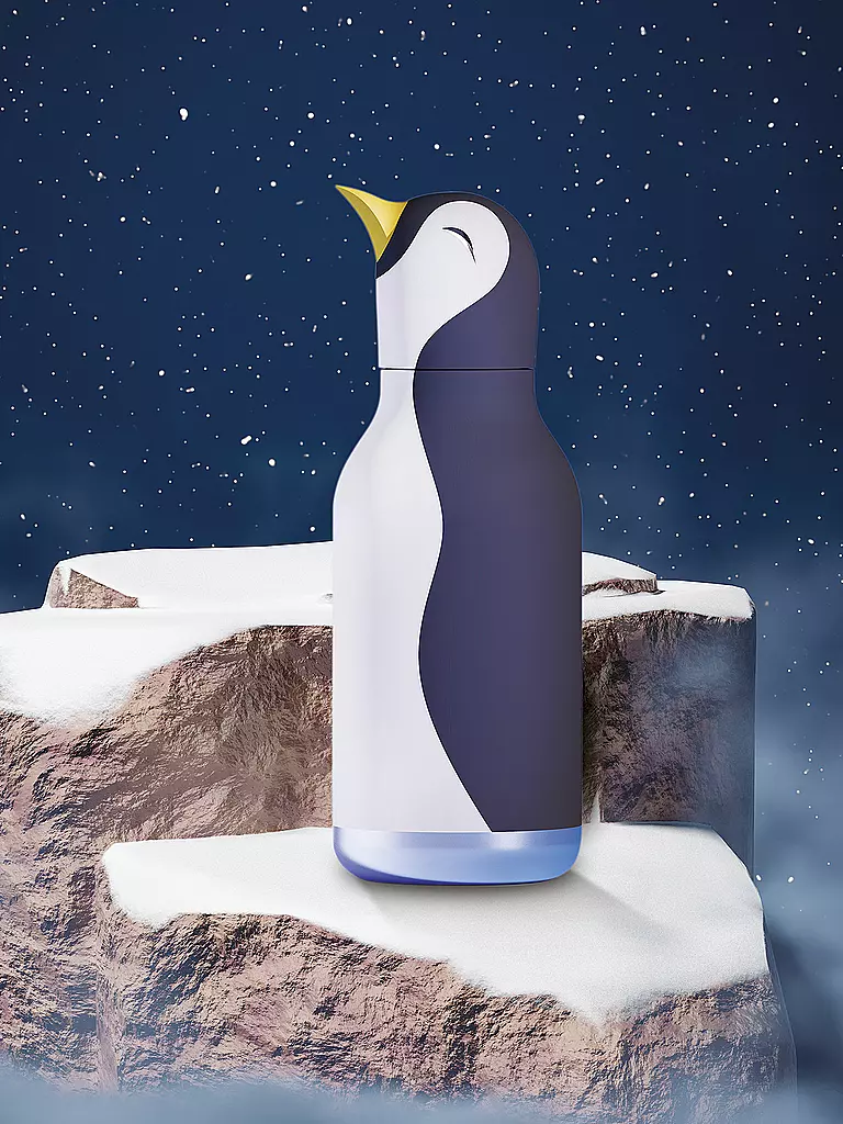 ASOBU | Botella isotérmica 460ml PINGÜINO gris / blanco | 