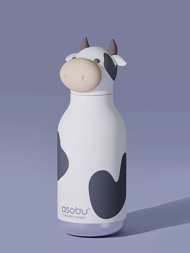 ASOBU | Botella isotérmica 460ml VACA blanco / negro | Blanco