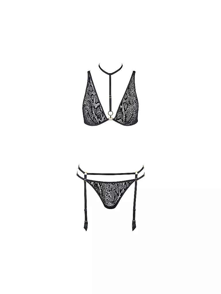 AUBADE | Set sujetador con aros y tanga black phyton | Negro