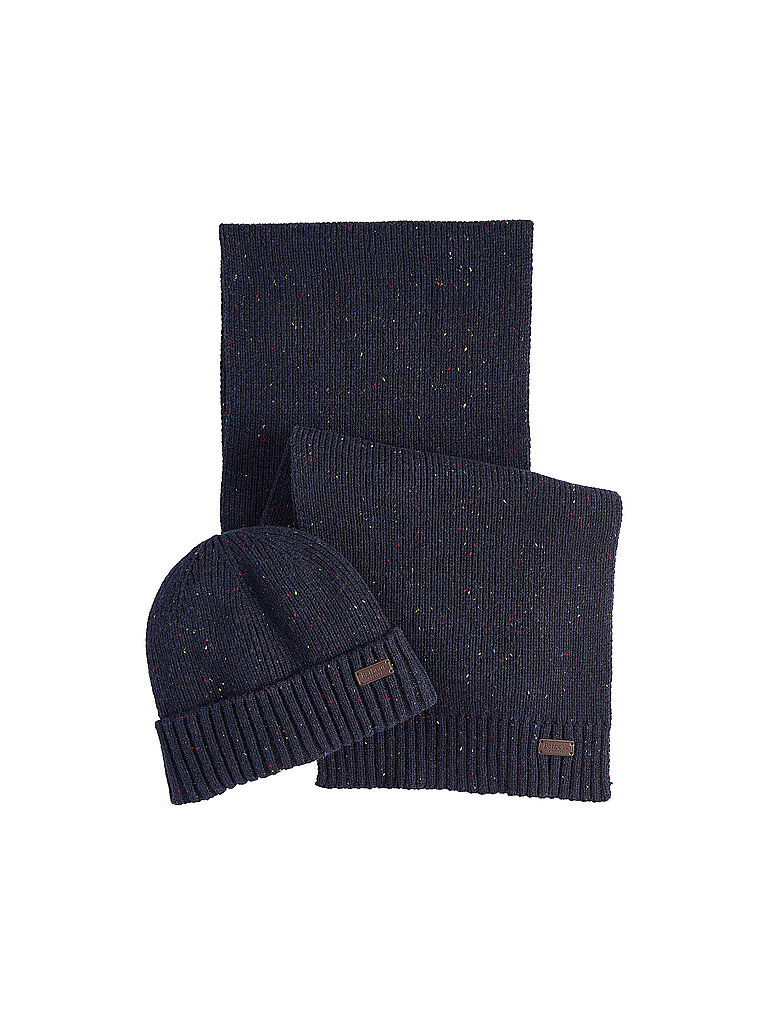 Barbour Set de regalo de 2 piezas, bufanda y gorro CARLTON azul oscuro