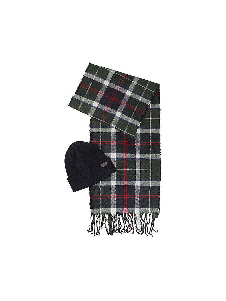 Barbour Set de regalo de 2 piezas: bufanda y gorro SWINTON CHRISTMAS verde oscuro