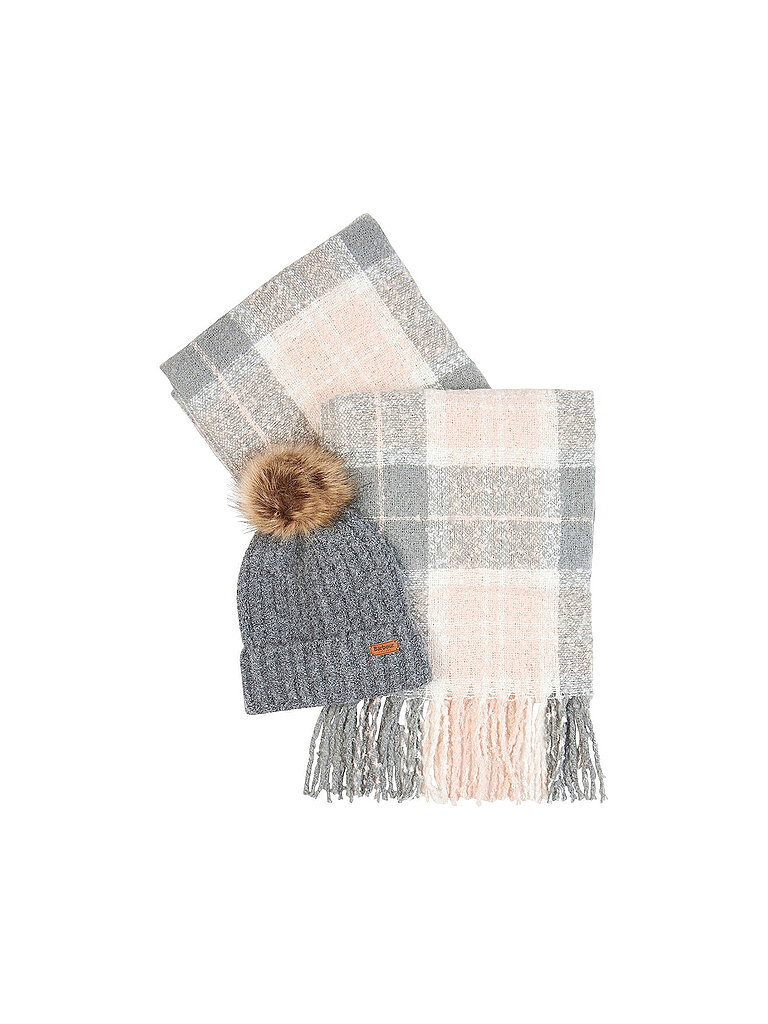Barbour Set de regalo gorro y bufanda SALTBURN gris