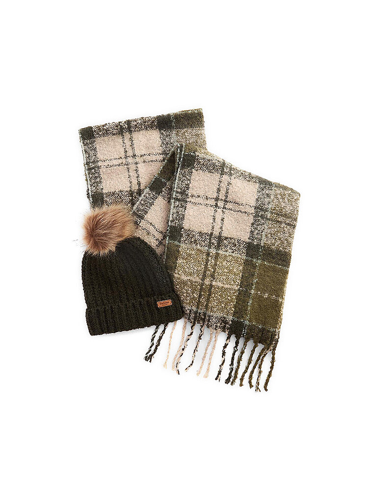 Barbour Geschenkset Beanie und Schal SALTBURN oliva
