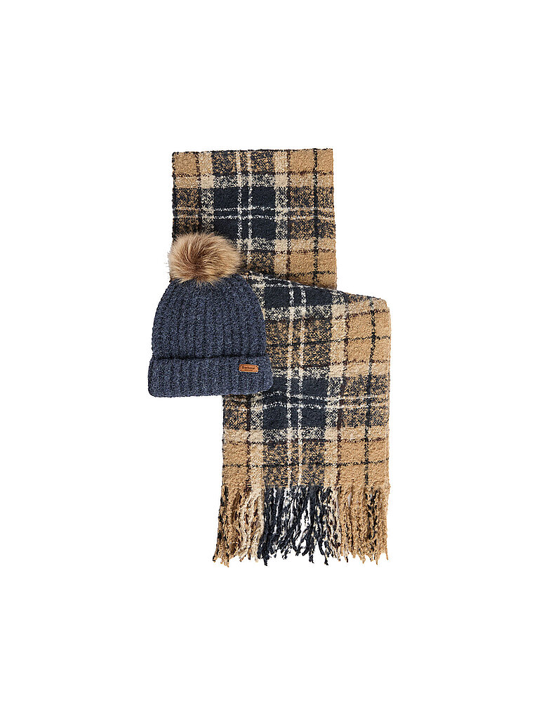 Barbour Set de regalo de gorro y bufanda SALTBURN azul oscuro