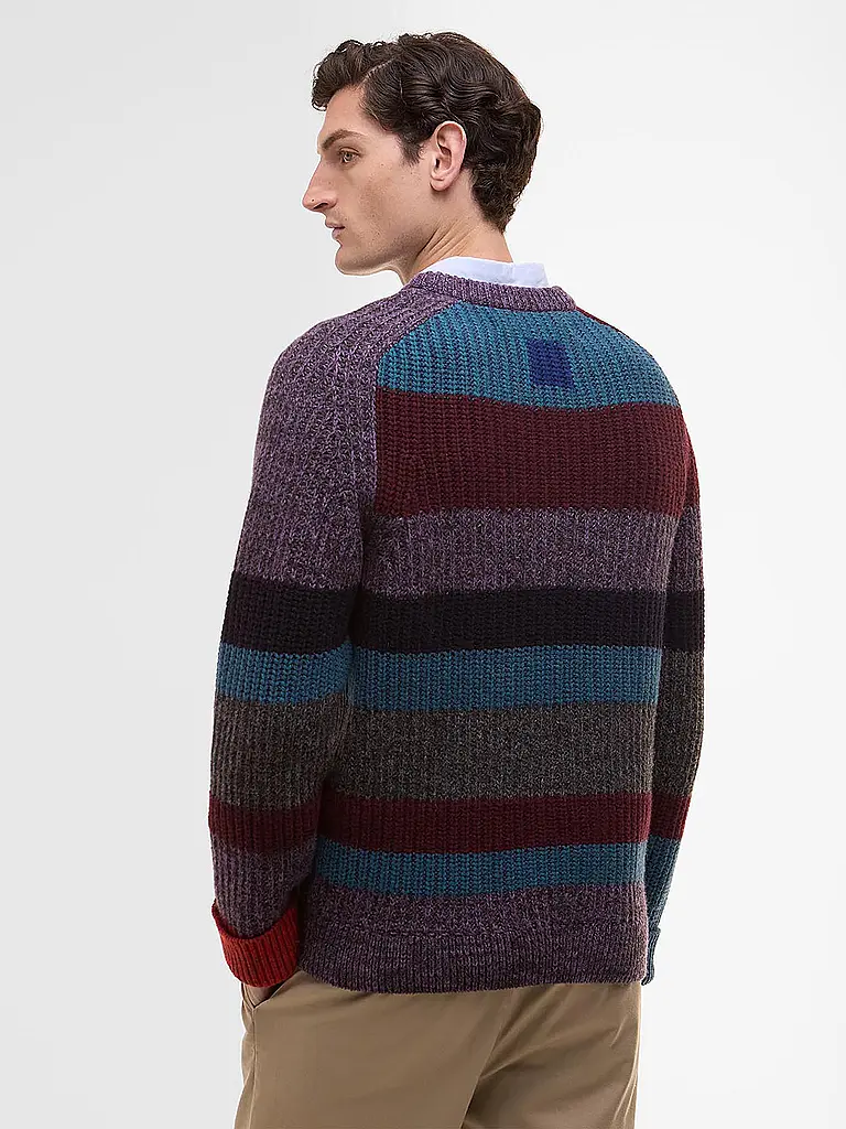 BARBOUR | Paul Smith loves Barbour Jersey de punto con rayas múltiples y cuello redondo | Rojo oscuro