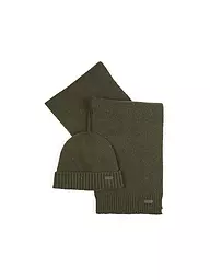 BARBOUR | Set de regalo de 2 piezas, bufanda y gorro CARLTON | Oliva