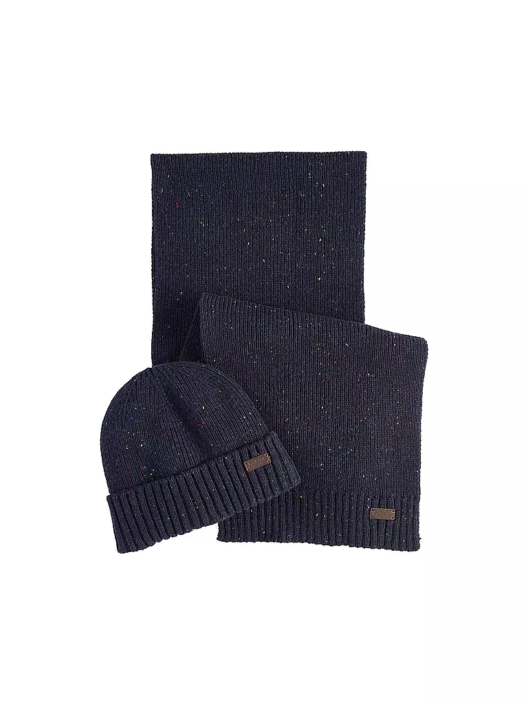 BARBOUR | Set de regalo de 2 piezas, bufanda y gorro CARLTON | Azul oscuro