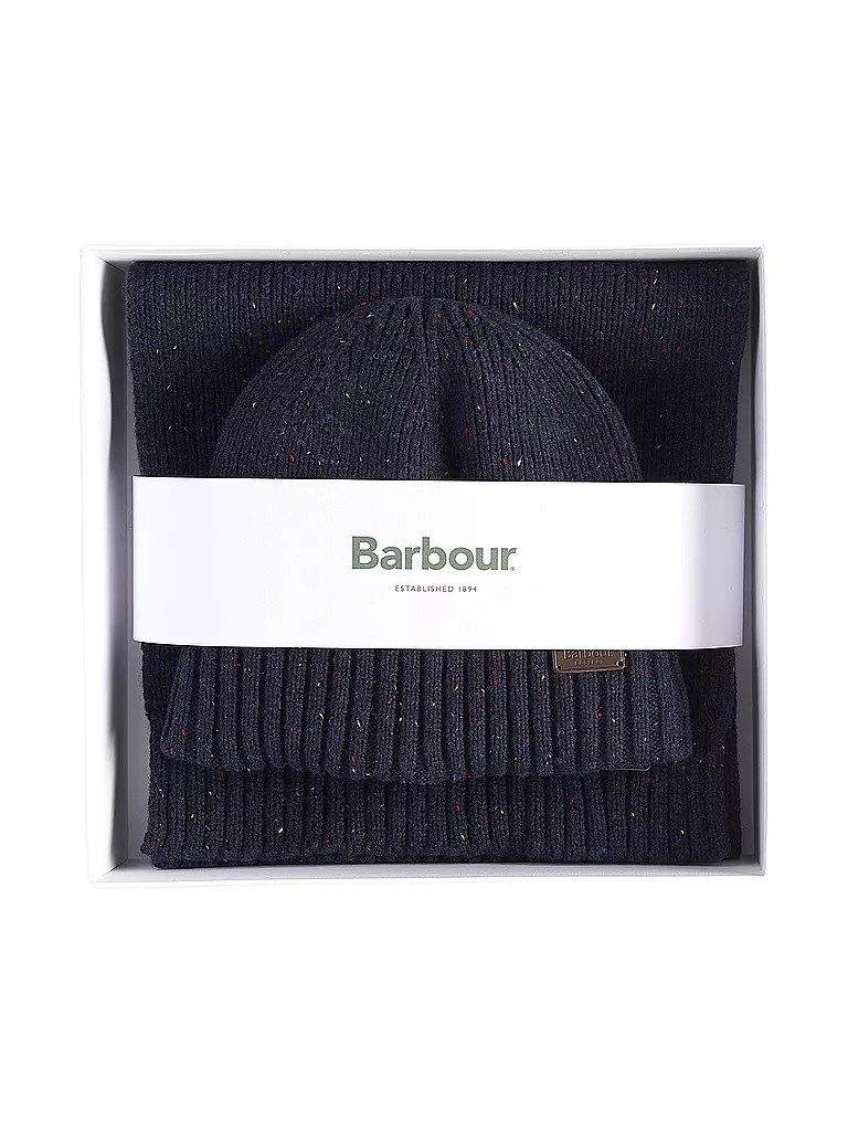 BARBOUR | Set de regalo de 2 piezas, bufanda y gorro CARLTON | Azul oscuro