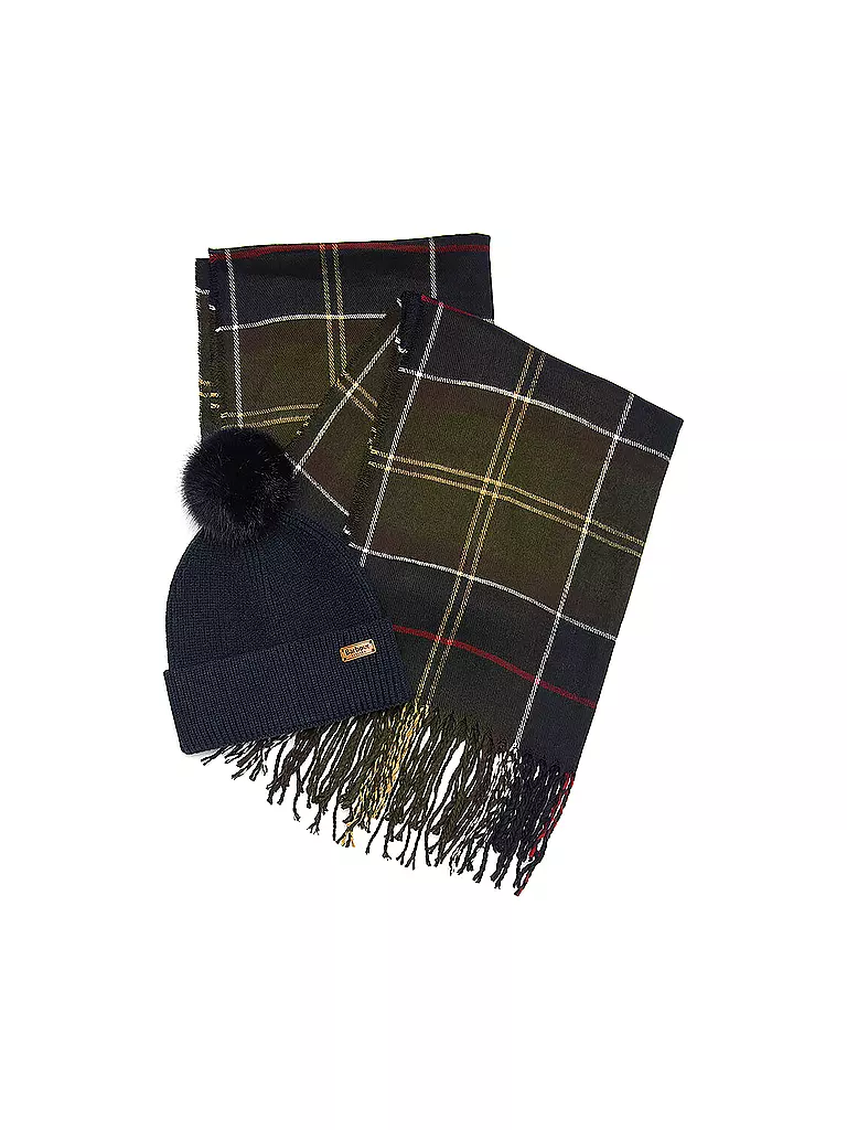BARBOUR | Set de regalo gorro y bufanda DOVER | Verde oscuro