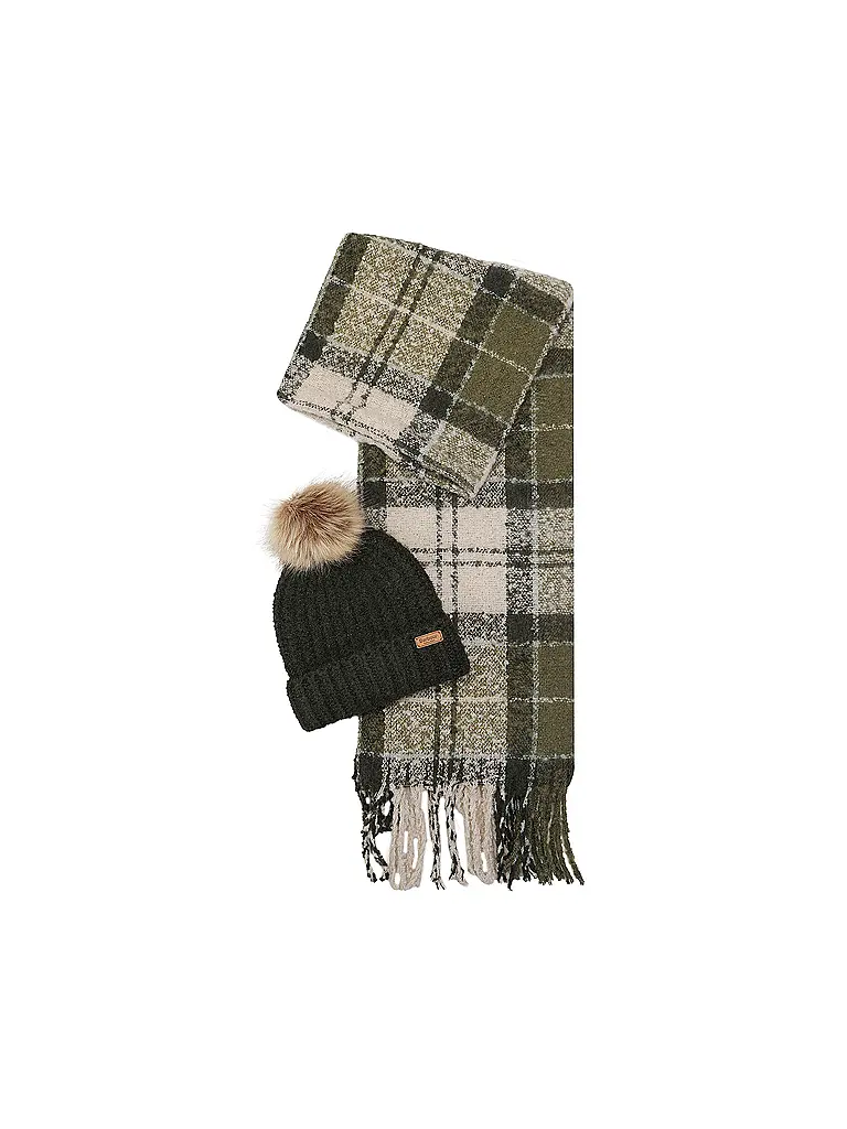 BARBOUR | Set de regalo gorro y bufanda SALTBURN | Oliva