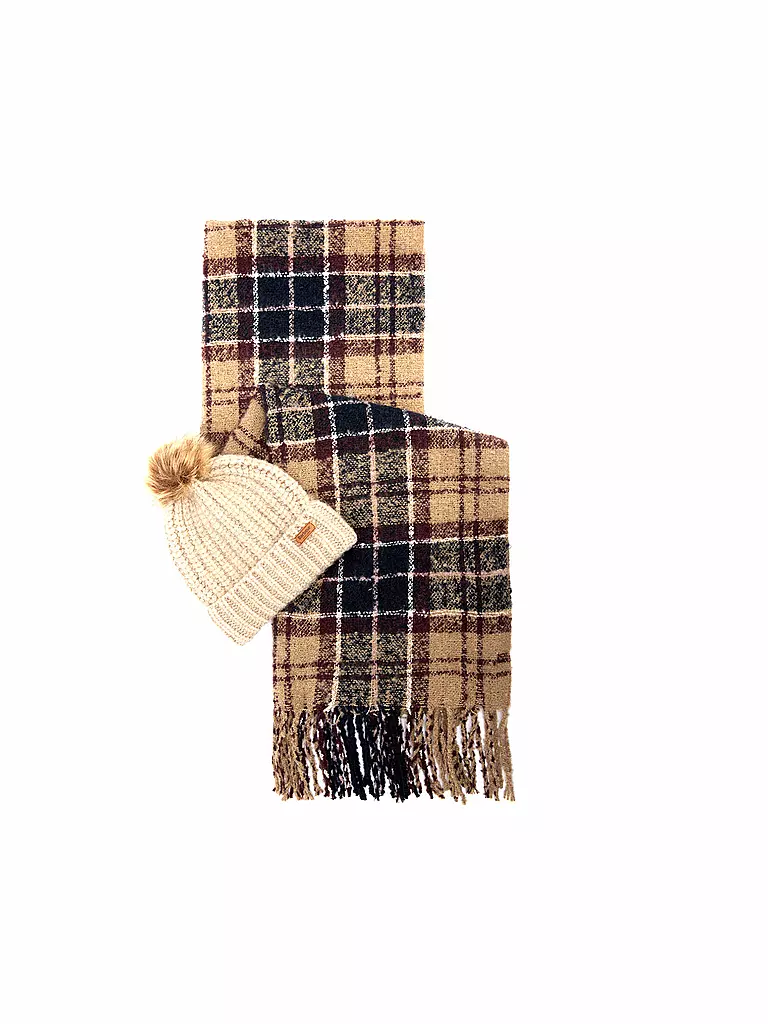 BARBOUR | Set de regalo gorro y bufanda SALTBURN | Beige