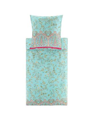 BASSETTI | Ropa de cama de satén INDIAN ROSES 70x90cm/140x200cm Menta