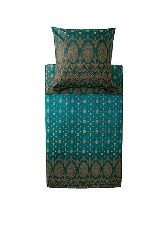 BASSETTI | Ropa de cama de satén 70x90cm / 140x220cm GOLD DECOR Verde esmeralda
