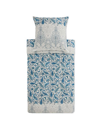 BASSETTI | Ropa de cama de satén MONNALISA 2x 70x90cm / 200x200cm Azul humo