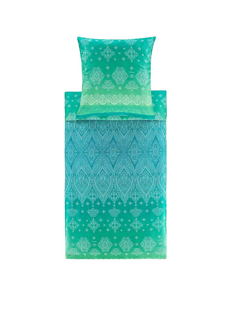 BASSETTI Juego de cama de satén KERALA 2x 70x90cm / 200x200cm Verde verde