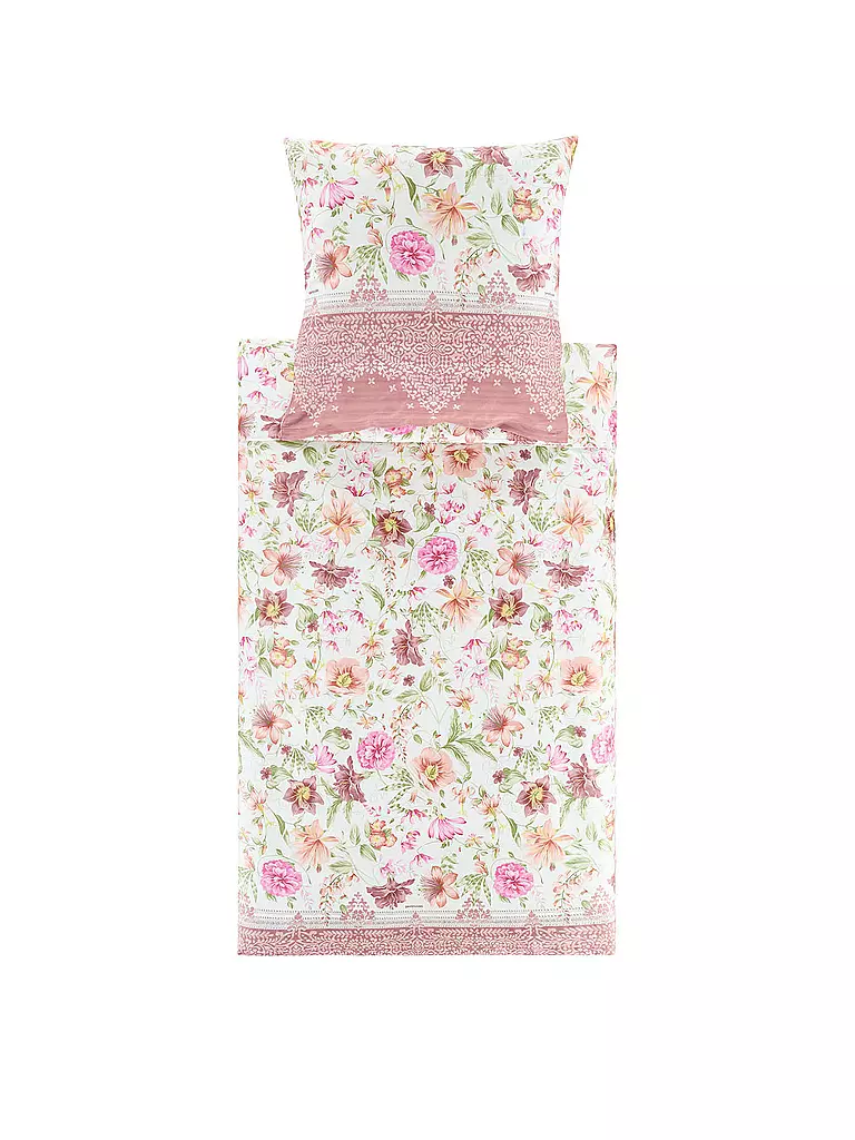 BASSETTI | Juego de cama de satén CASABLANCA 70x90cm/140x200cm rosa antiguo | Rosa