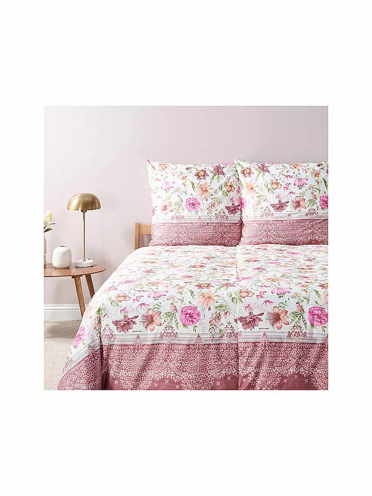 BASSETTI | Juego de cama de satén CASABLANCA 70x90cm/140x200cm rosa antiguo | Rosa