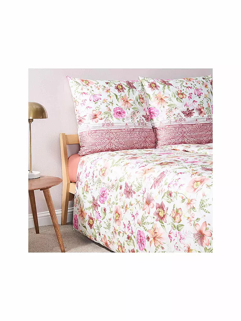 BASSETTI | Juego de cama de satén CASABLANCA 70x90cm/140x200cm rosa antiguo | 
