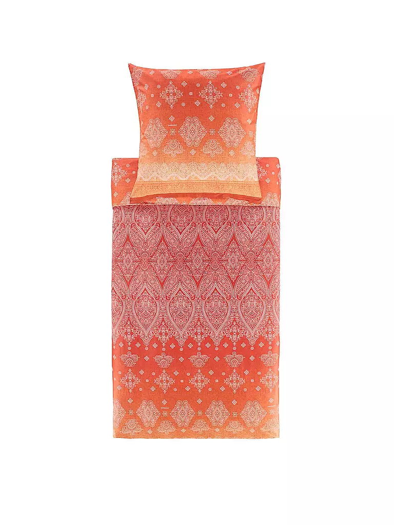 BASSETTI | Juego de cama de satén KERALA 70x90cm/140x200cm Naranja | Naranja