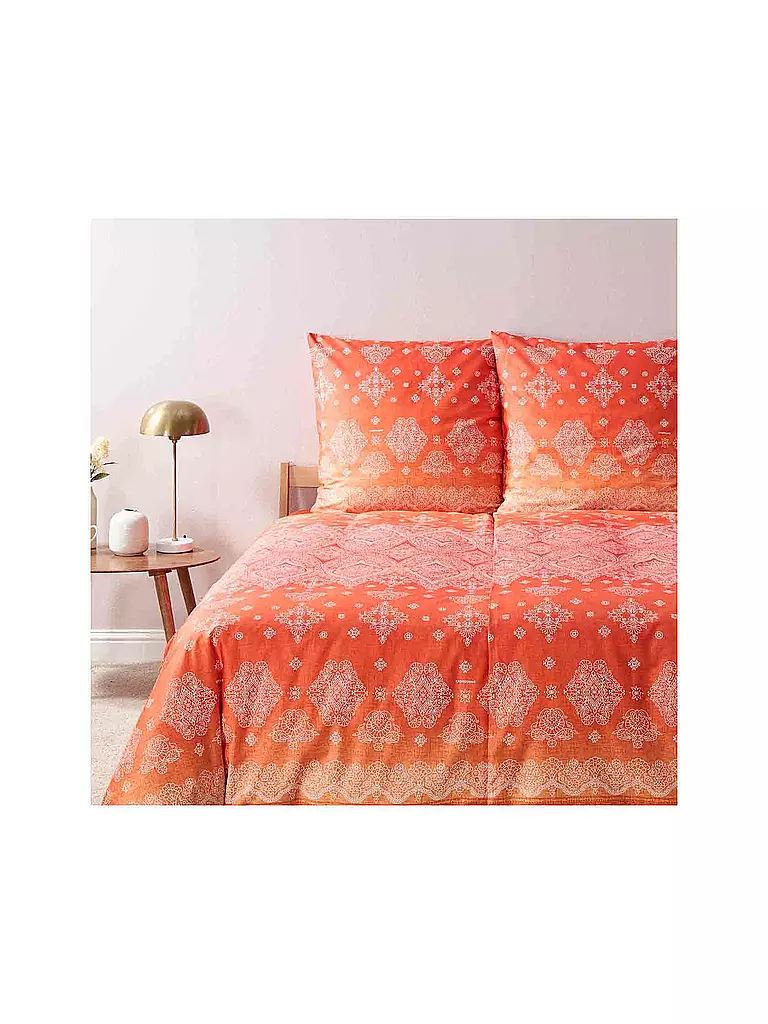 BASSETTI | Juego de cama de satén KERALA 70x90cm/140x200cm Naranja | Naranja