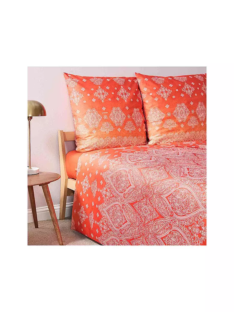 BASSETTI | Juego de cama de satén KERALA 70x90cm/140x200cm Naranja | 