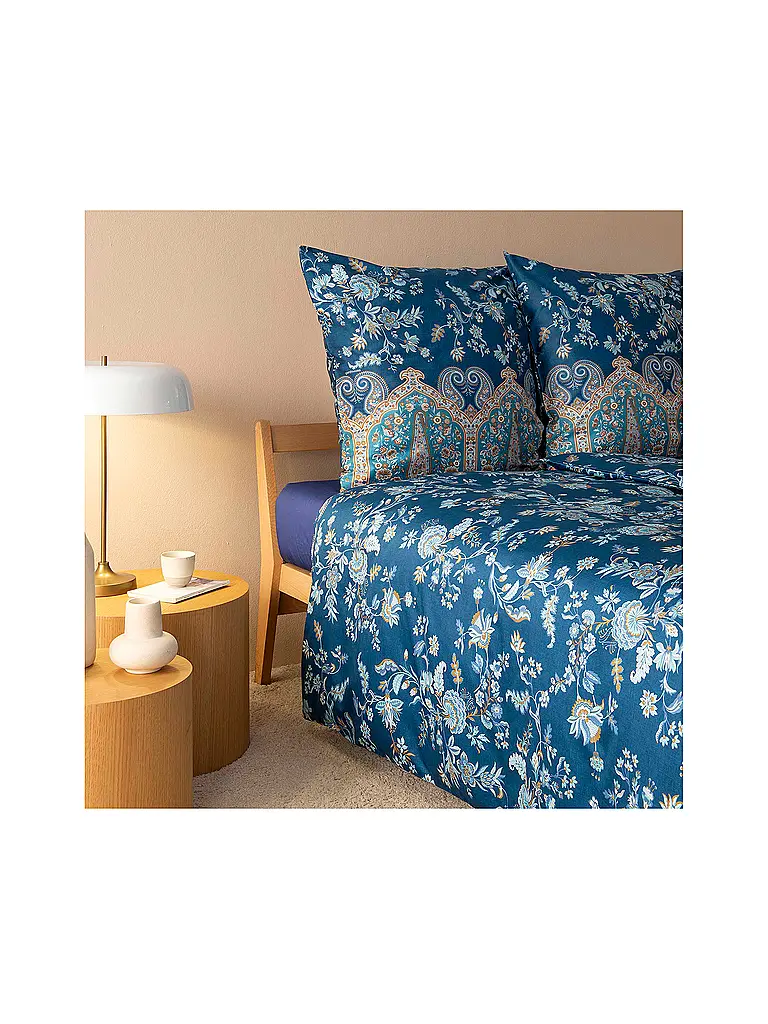 BASSETTI | Ropa de cama de satén 2x70x90cm/ 200x200cm INDIAN ROSES Azul | 