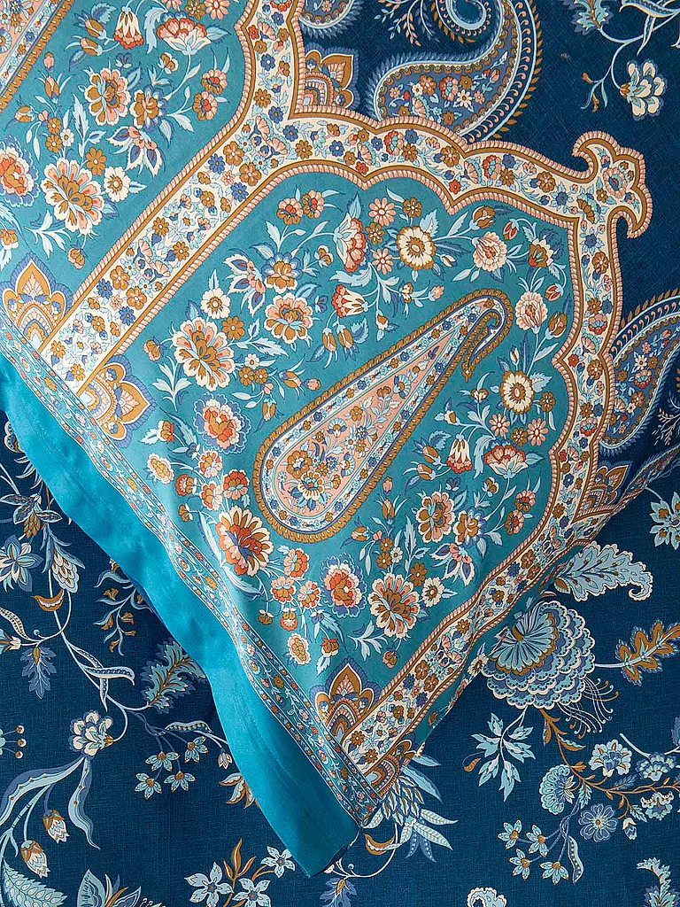 BASSETTI | Ropa de cama de satén 2x70x90cm/ 200x200cm INDIAN ROSES Azul | 