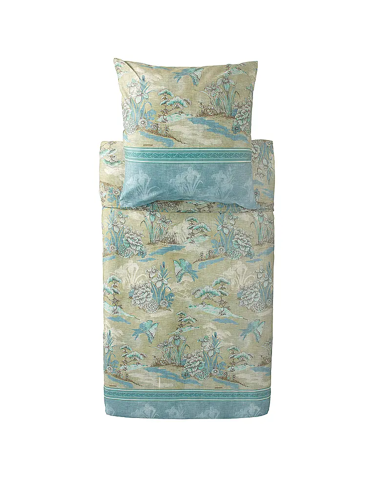 BASSETTI | Ropa de cama de satén 70x90cm / 140x200cm ACQUAFORTE Verde | Menta