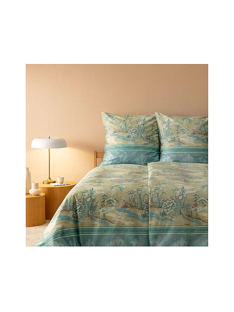 BASSETTI | Ropa de cama de satén 70x90cm / 140x200cm ACQUAFORTE Verde | Menta