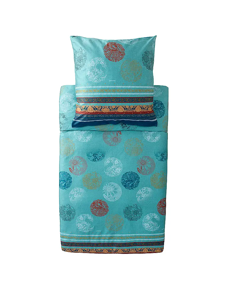 BASSETTI | Ropa de cama de satén 70x90cm / 140x200cm FLORENCE Turquesa | Turquesa