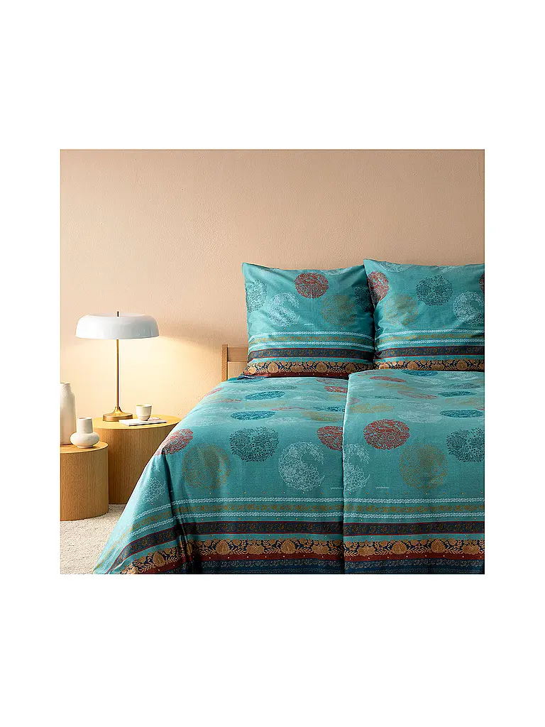 BASSETTI | Ropa de cama de satén 70x90cm / 140x200cm FLORENCE Turquesa | Turquesa