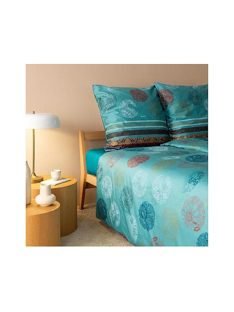 BASSETTI | Ropa de cama de satén 70x90cm / 140x200cm FLORENCE Turquesa | 