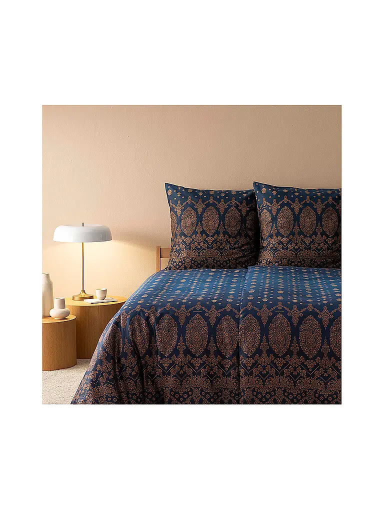 BASSETTI | Ropa de cama de satén 70x90cm / 140x200cm GOLD DECOR Azul | Azul oscuro