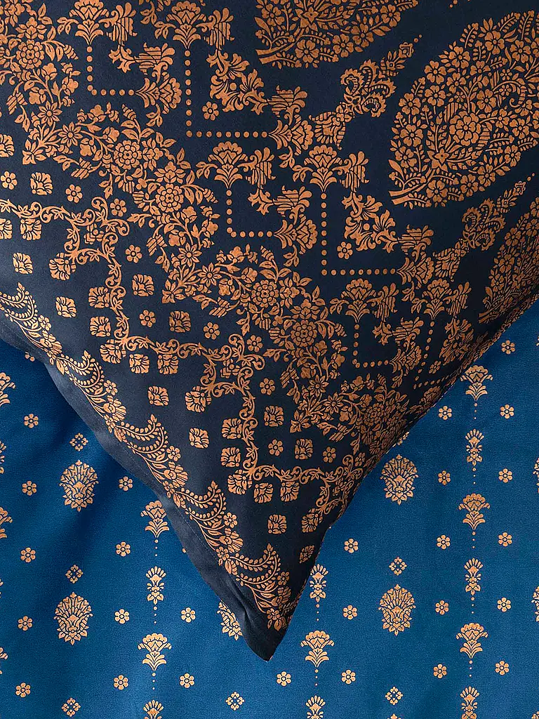 BASSETTI | Ropa de cama de satén 70x90cm / 140x200cm GOLD DECOR Azul | Azul oscuro