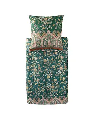 BASSETTI | Satin Bettwäsche 70x90cm / 140x200cm INDIAN ROSES Blau | Verde oscuro