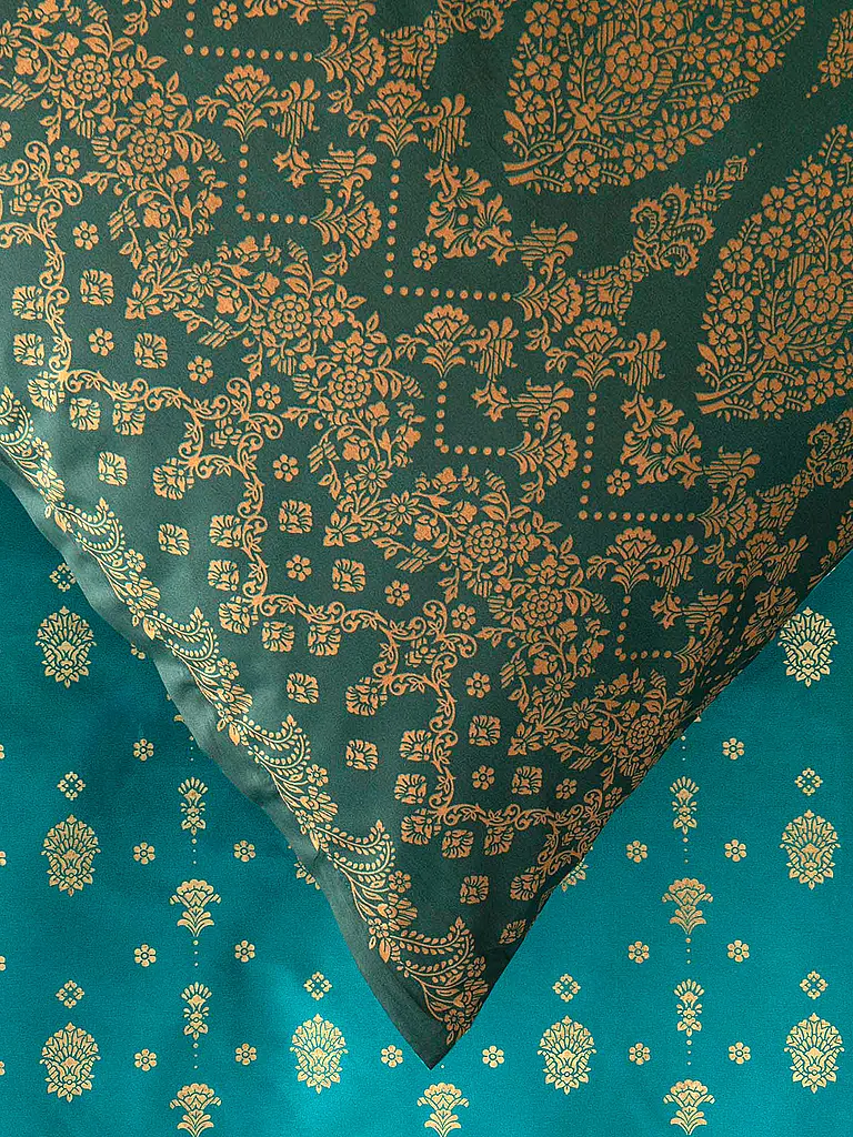 BASSETTI | Ropa de cama de satén 70x90cm / 140x220cm GOLD DECOR Verde esmeralda |