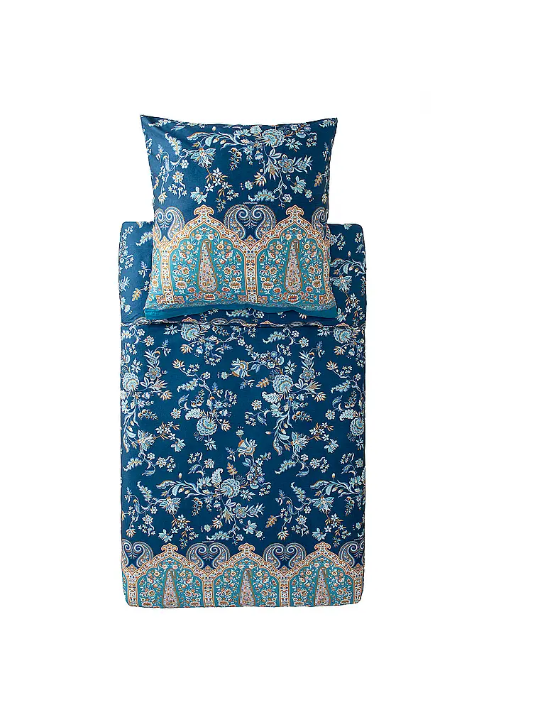 BASSETTI | Ropa de cama de satén 70x90cm / 140x220cm INDIAN ROSES Azul | Azul oscuro