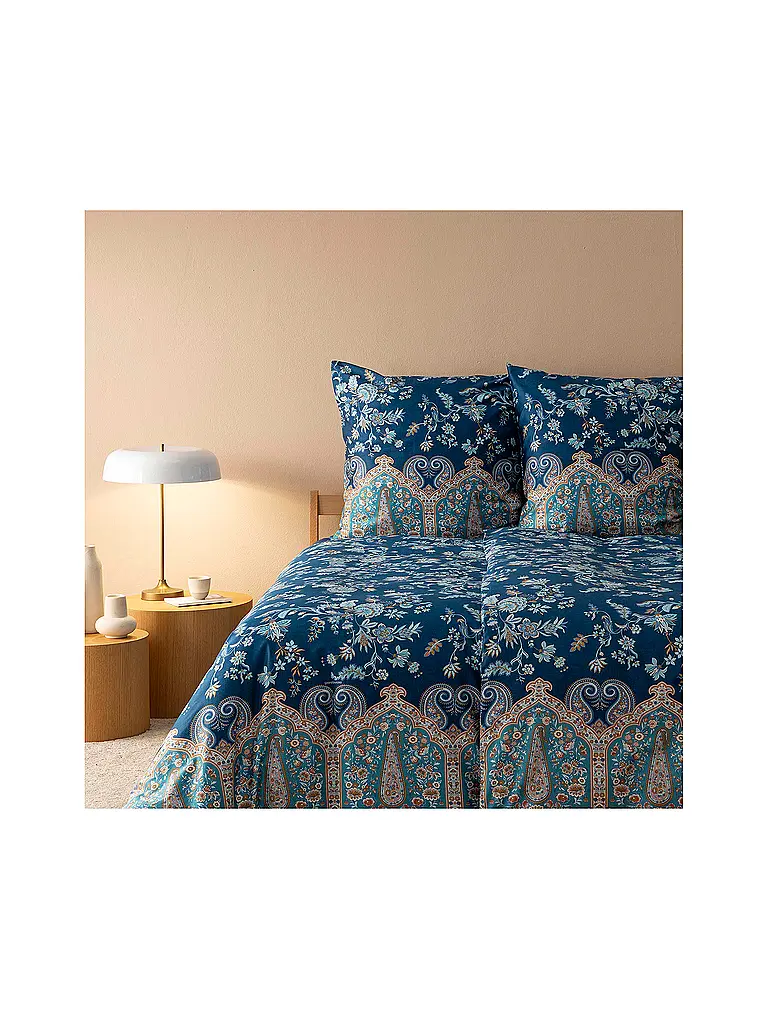BASSETTI | Ropa de cama de satén 70x90cm / 140x220cm INDIAN ROSES Azul | Azul oscuro