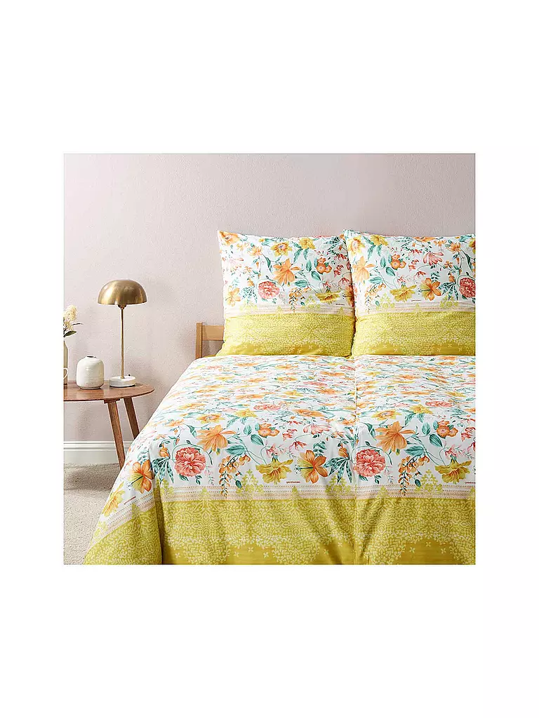 BASSETTI | Ropa de cama de satén CASABLANCA 70x90cm/140x200cm Amarillo | Amarillo